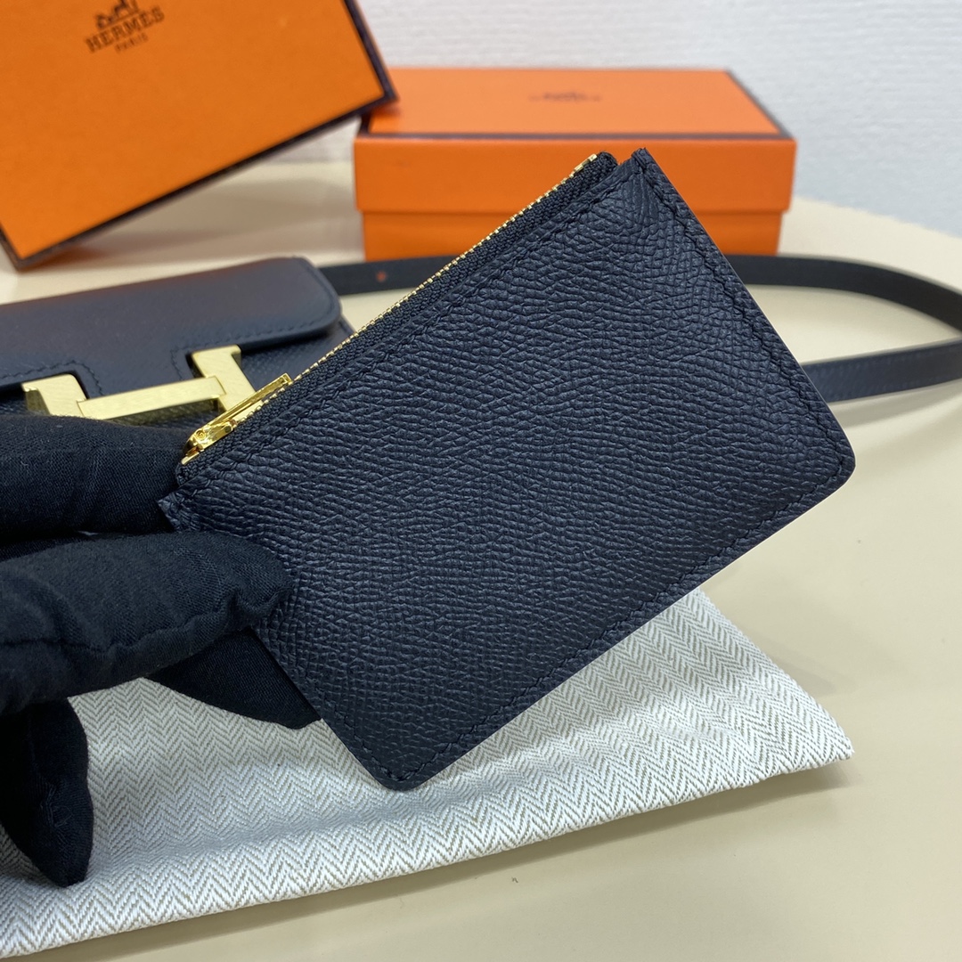 Hermes Constance Slim Wallet Belt Bag In Black Epsom Leather